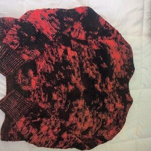 Men's Red and Black Cardigan Sweater